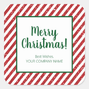 Glitzer Candy Cane Striped Company Square Sticker