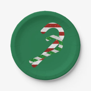 Glitzer Candy Canes Pappteller