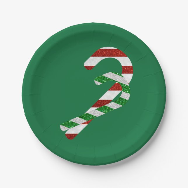 Glitzer Candy Canes Pappteller (Vorderseite)