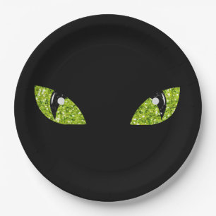 Glitzer Cat Eyes Halloween Pappteller