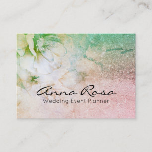 *~* Glitzer Celestial Wasserfarbe Türkis Floral Visitenkarte