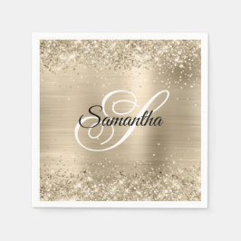 Glitzer Champagne Foil Extravagant Monogram Serviette