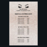 Glitzer Champagner Rosa EYELASH SALON SERVICE LIST Flyer<br><div class="desc">Eyelash Verlängerungen price list hat perfekt way to show your services and pricing. Einschliesslich Backofen customizable headings and body text fields, and space for your business contact information along the bottom. To adjust layout, enter your text and then use the Customize function to change positioning and machen sizes.are perfekt for...</div>