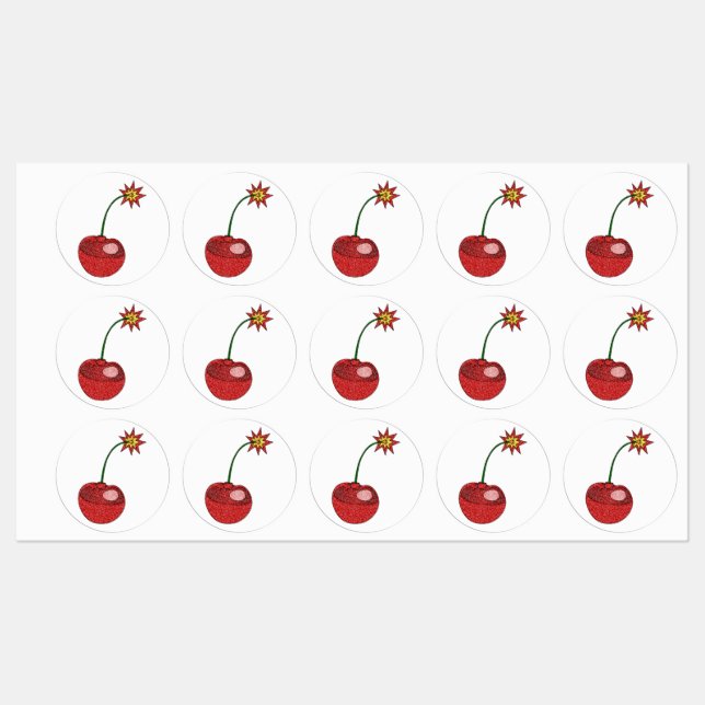 Glitzer Cherry Bomb Etiketten (Blatt)