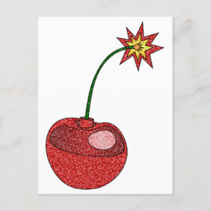 Glitzer Cherry Bomb Postkarte