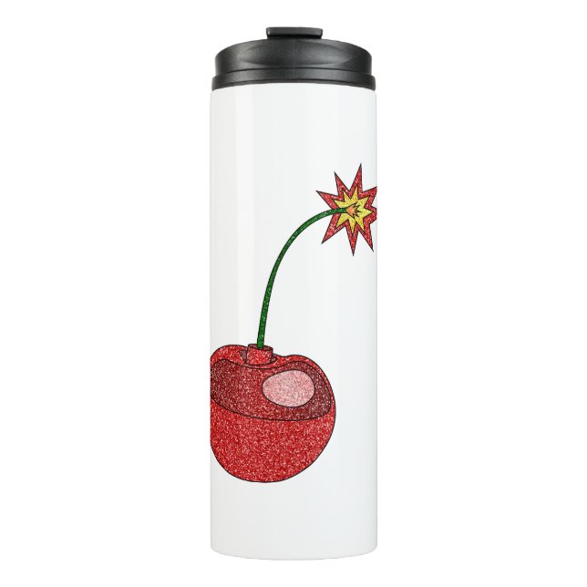 Glitzer Cherry Bomb Thermosbecher (Vorderseite)