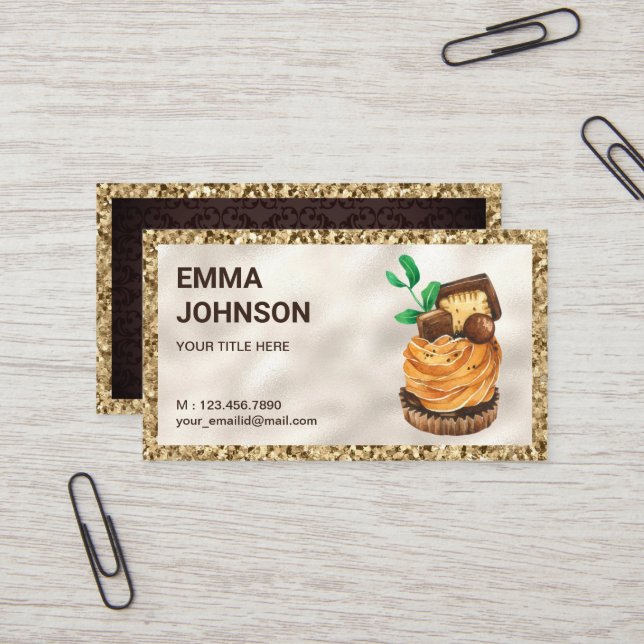 Glitzer Chocolate Tee Konditorei Koch Bäckerei Visitenkarte (Vorderseite/Rückseite Beispiel)