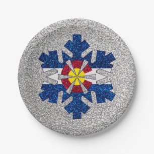 Glitzer-Colorado-Flaggenschneeflocke-Papier-Teller Pappteller