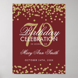 Glitzer Confetti Burgundy Gold 70. Geburtstag Poster
