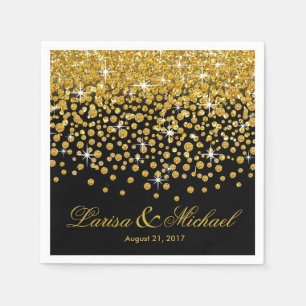 Glitzer Confetti Dusche   Gold schwarz Serviette