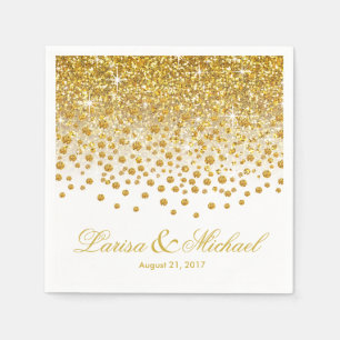 Glitzer Confetti Dusche   Goldweiß Serviette