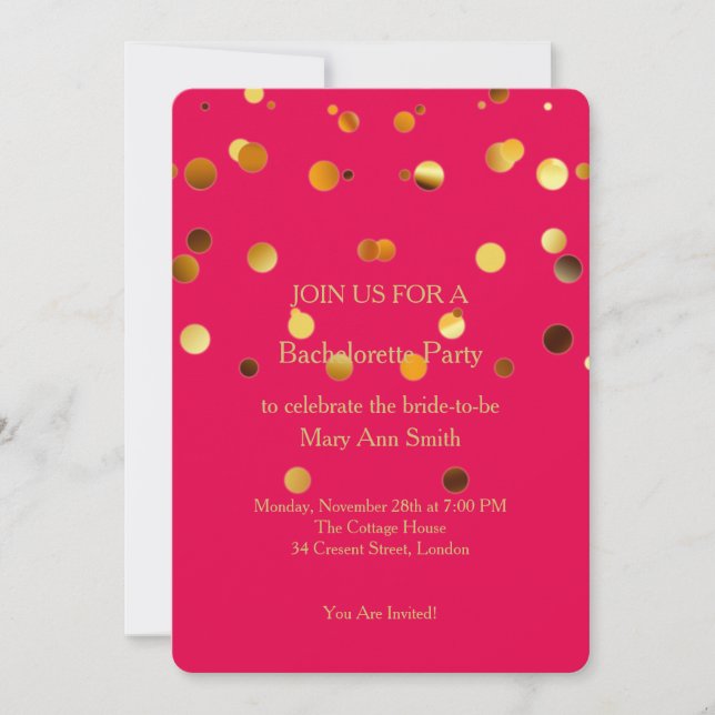 Glitzer Confetti Glitzern Pink Bachelorette Einladung (Vorderseite)