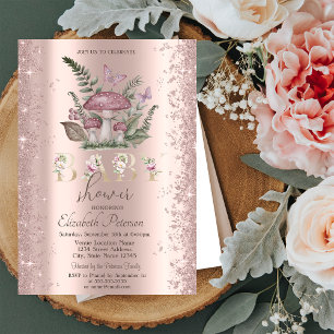 Glitzer Confetti Mushrooms Butterflies Babydusche Einladung