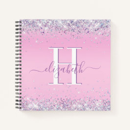 Glitzer Confetti Pink Monogram Notizbuch