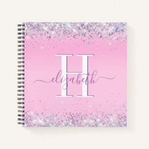 Glitzer Confetti Pink Monogram Notizbuch