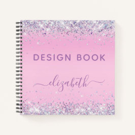 Glitzer Confetti Pink Monogram Sketch Notizbuch