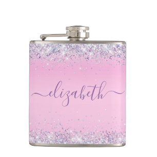 Glitzer Confetti Pink Personalisiert Flachmann