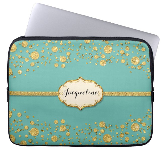 Glitzer Confetti Polka Dots Sparkle Laptopschutzhülle (Vorderseite)