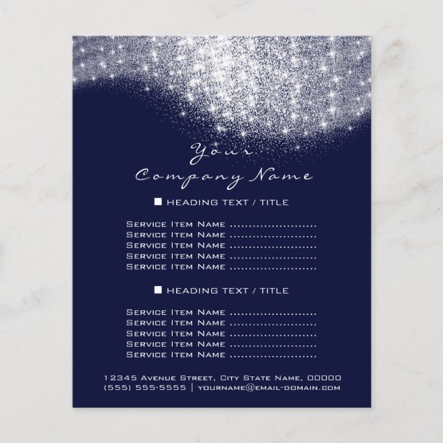 Glitzer Confetti Preise Silver Gray Whit Blue Navy Flyer (Vorne)