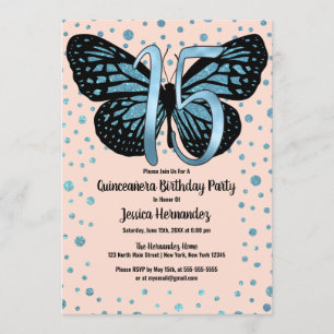 Glitzer Confetti Quinceñera Einladung