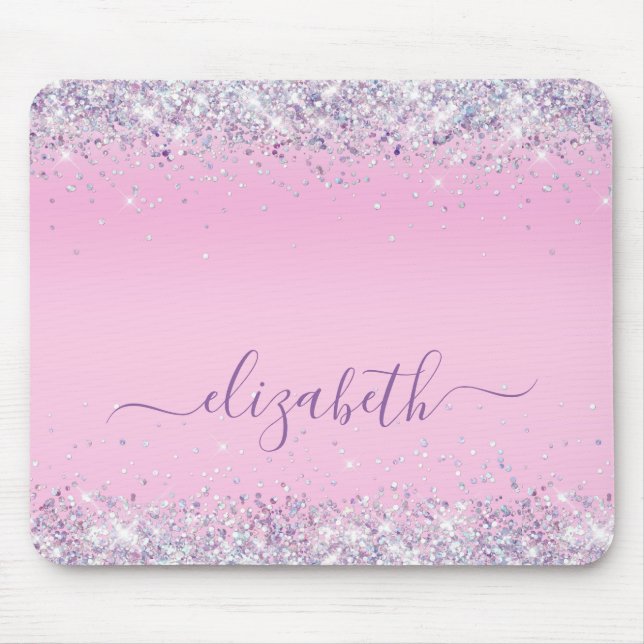Glitzer Confetti Rosa Personalisierte Maus Pad Mousepad (Vorne)