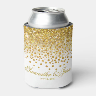 Glitzer Confetti Shower Wedding Goldweiß Dosenkühler
