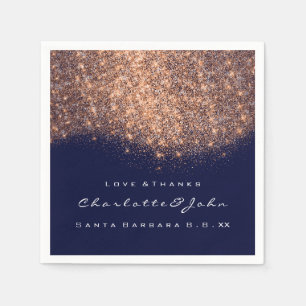 Glitzer Copper Blue Navy White Danke Name Serviette