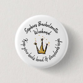 Glitzer Crown Bachelorette Weekend Party Button