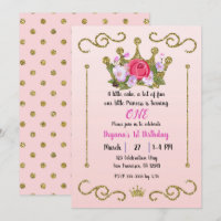 Glitzer Crown Floral Dots Rosa 1. Geburtstag