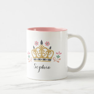 Glitzer Crown Monogramm Zweifarbige Tasse