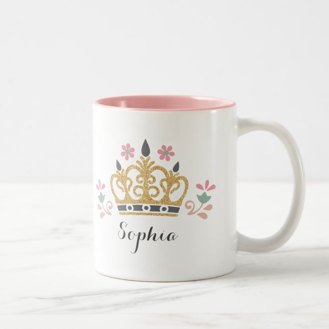 Glitzer Crown Monogramm Zweifarbige Tasse (Rechts)