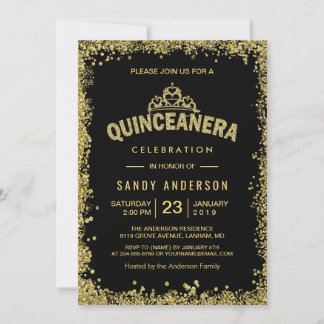 Glitzer Crown Quinceanera 15. Geburtstag Einladung