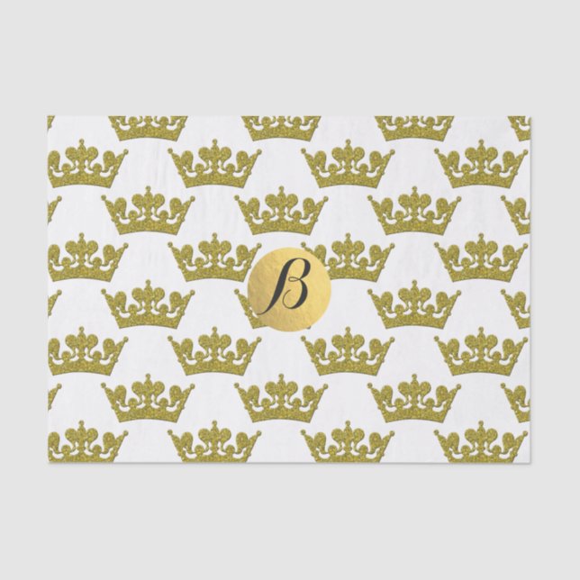 Glitzer Crowns Royal Monogram Elegant Moderne Seidenpapier (Vorderseite)