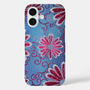 Glitzer Daisy Pattern iPhone 16 Hülle