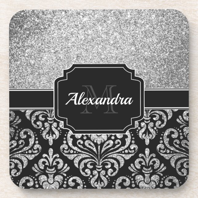 Glitzer Damask Getränkeuntersetzer (Vorderseite)