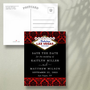 Glitzer Damask Las Vegas Wedding speichern das Dat Ankündigungspostkarte