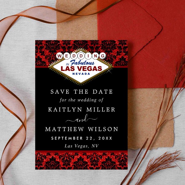 Glitzer Damask Las Vegas Wedding speichern das Dat Save The Date (Von Creator hochgeladen)