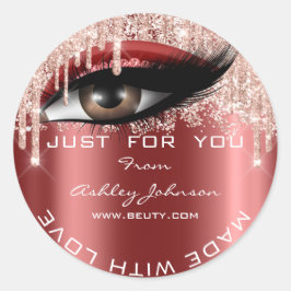 Glitzer Dankeschön an Eyelash Rose Burgund aus Lie Runder Aufkleber