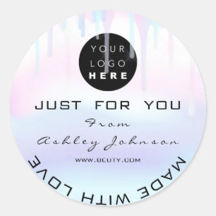 Glitzer Dankeschön Logo-Holograph aus blau weiß Runder Aufkleber