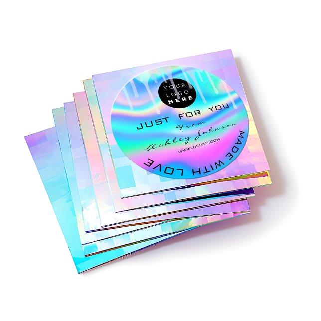 Glitzer Dankeschön Logo-Holograph aus Liebe-Tropfe Runder Aufkleber (Von Creator hochgeladen)