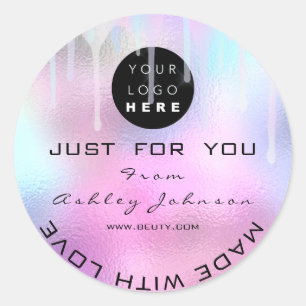 Glitzer Dankeschön Logo-Holograph aus Liebe Tropfe Runder Aufkleber