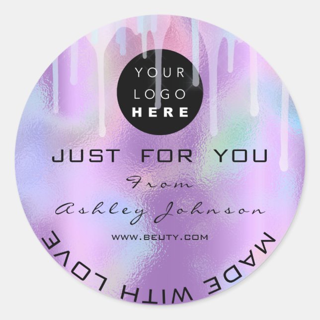 Glitzer Dankeschön Logo-Holograph Einmalige Tropfe Runder Aufkleber (Vorderseite)