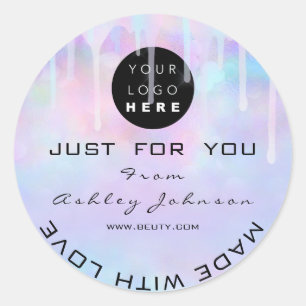 Glitzer Dankeschön Logo-Holograph Made Ombré Blue Runder Aufkleber