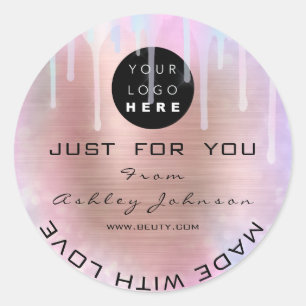 Glitzer Dankeschön Logo-Holograph Made Rose Liebe  Runder Aufkleber