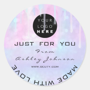 Glitzer Dankeschön Logo-Holograph Made Web Blue Runder Aufkleber