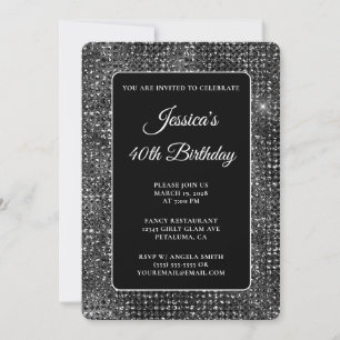 Glitzer der Black and White Disco 40. Geburtstag Einladung