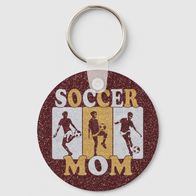 Glitzer der Fußball-Mama Schlüsselanhänger (Vorderseite)