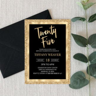 Glitzer der Goldfunde 25. Geburtstag Einladung