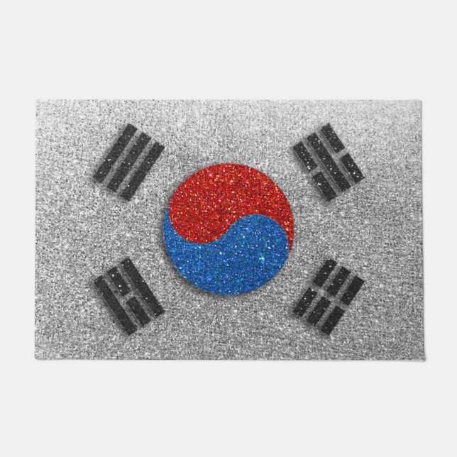 Glitzer der koreanischen Flagge Seoul Korea Welcom Fußmatte (Vorderseite)