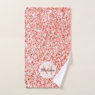 Glitzer der lebenden Korallen Glitzern Monogramm Badhandtuch Set